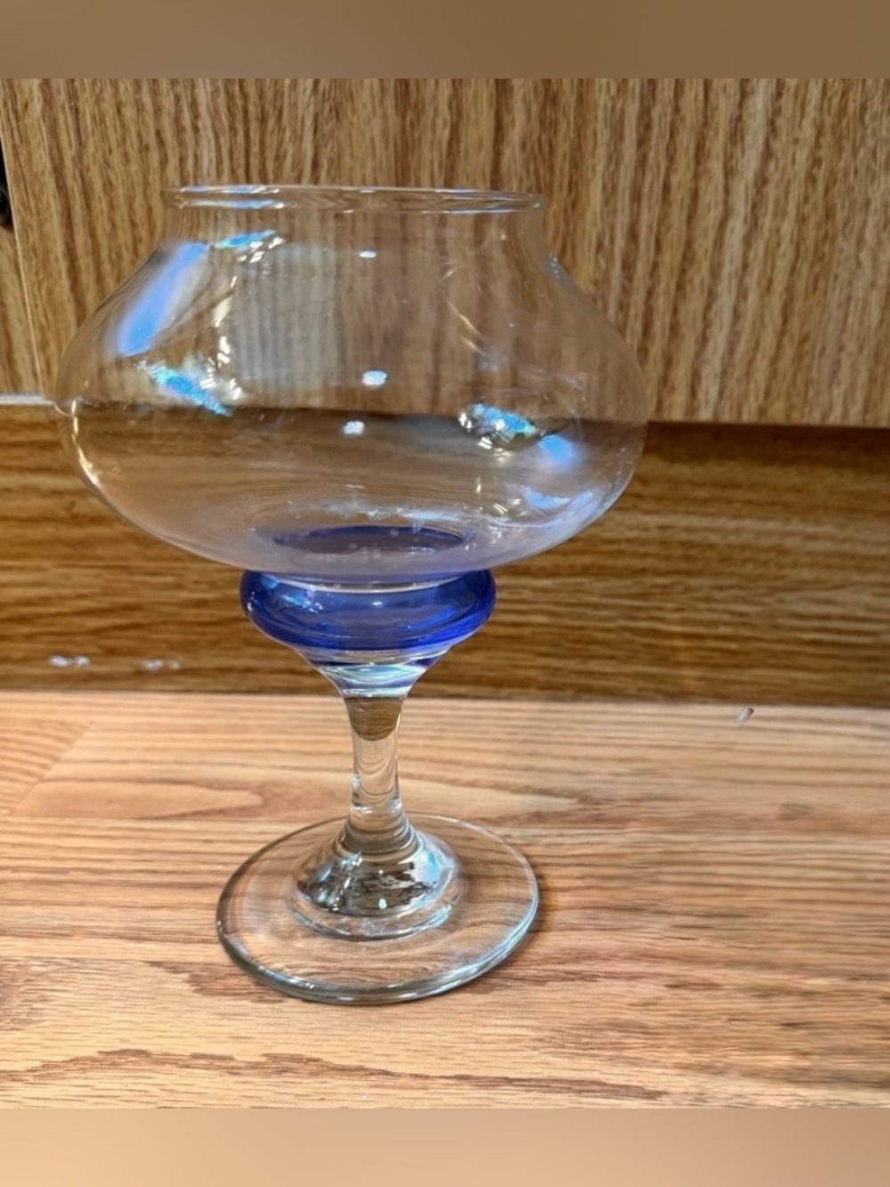 Made in England pedestal Candle Holder/Posy vase . Cobalt blue ring